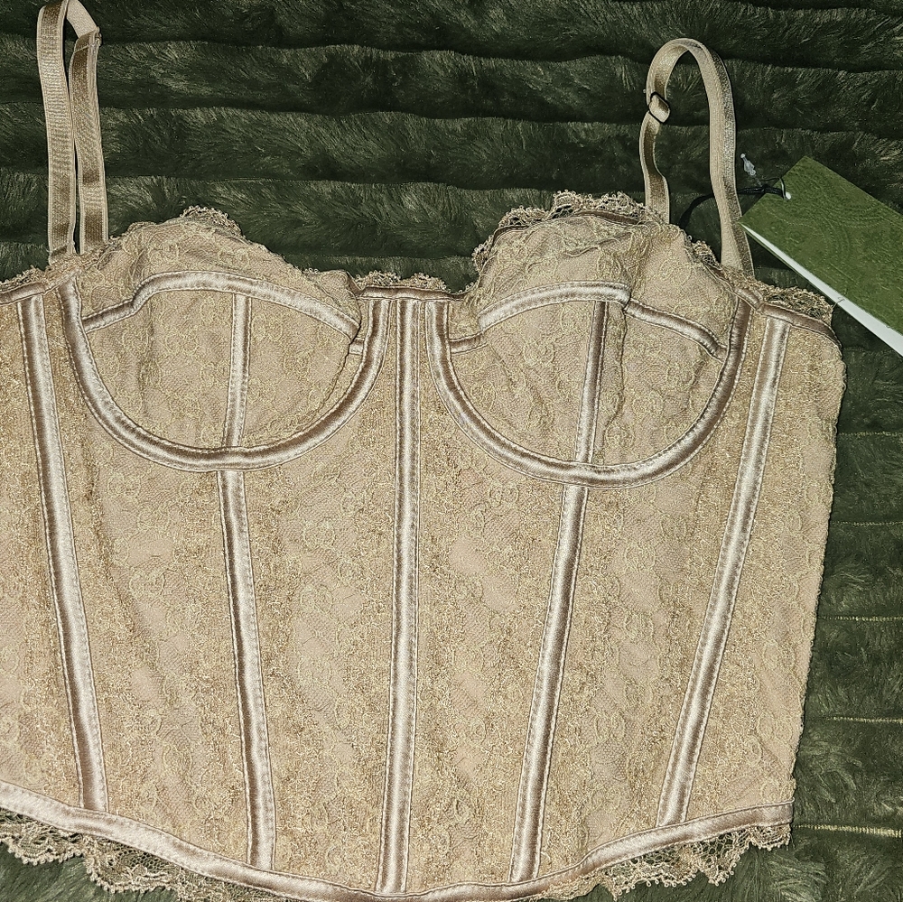 Gucci Lace Bustier Top in Beige